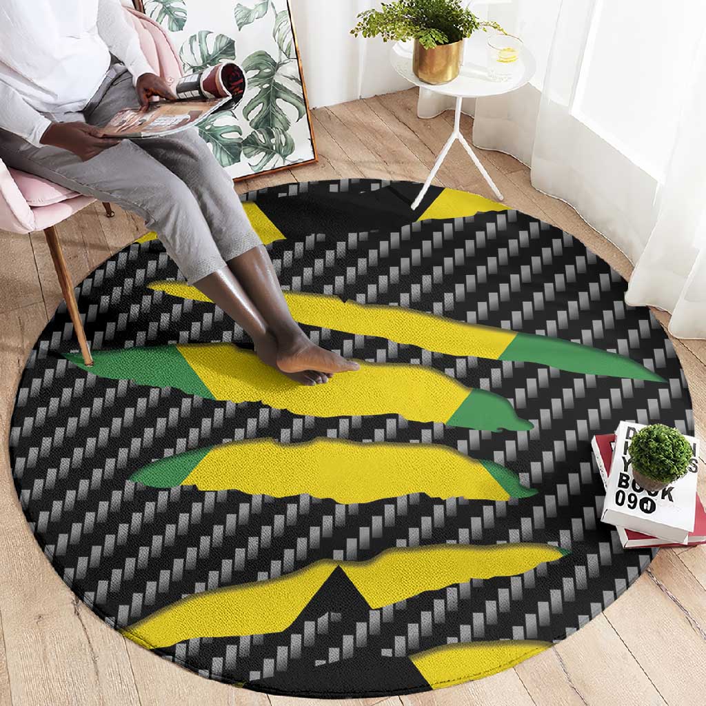 Black Jamaicans Jamaica Beast Round Carpet Ripped Flag Graphic - African Pride