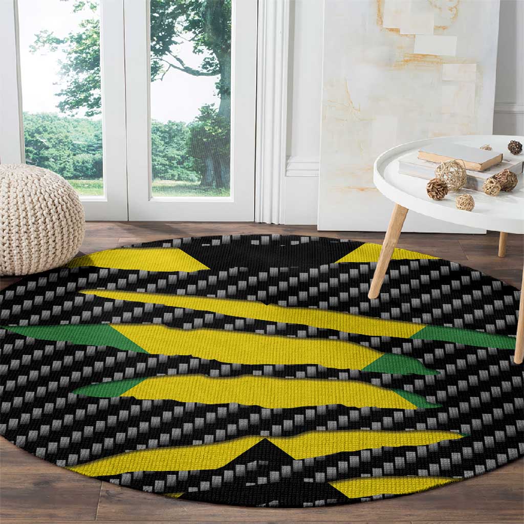 Black Jamaicans Jamaica Beast Round Carpet Ripped Flag Graphic - African Pride