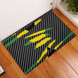 Black Jamaicans Jamaica Beast Rubber Doormat Ripped Flag Graphic - African Pride