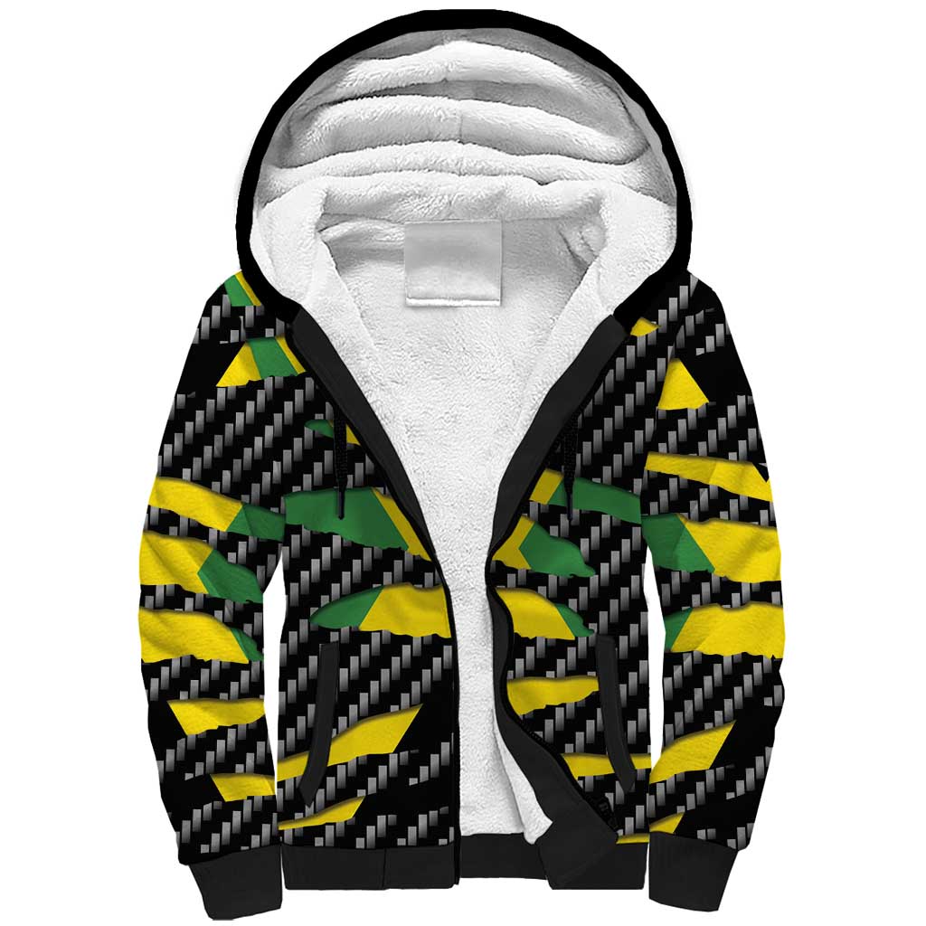 Black Jamaicans Jamaica Beast Sherpa Hoodie Ripped Flag Graphic - African Pride