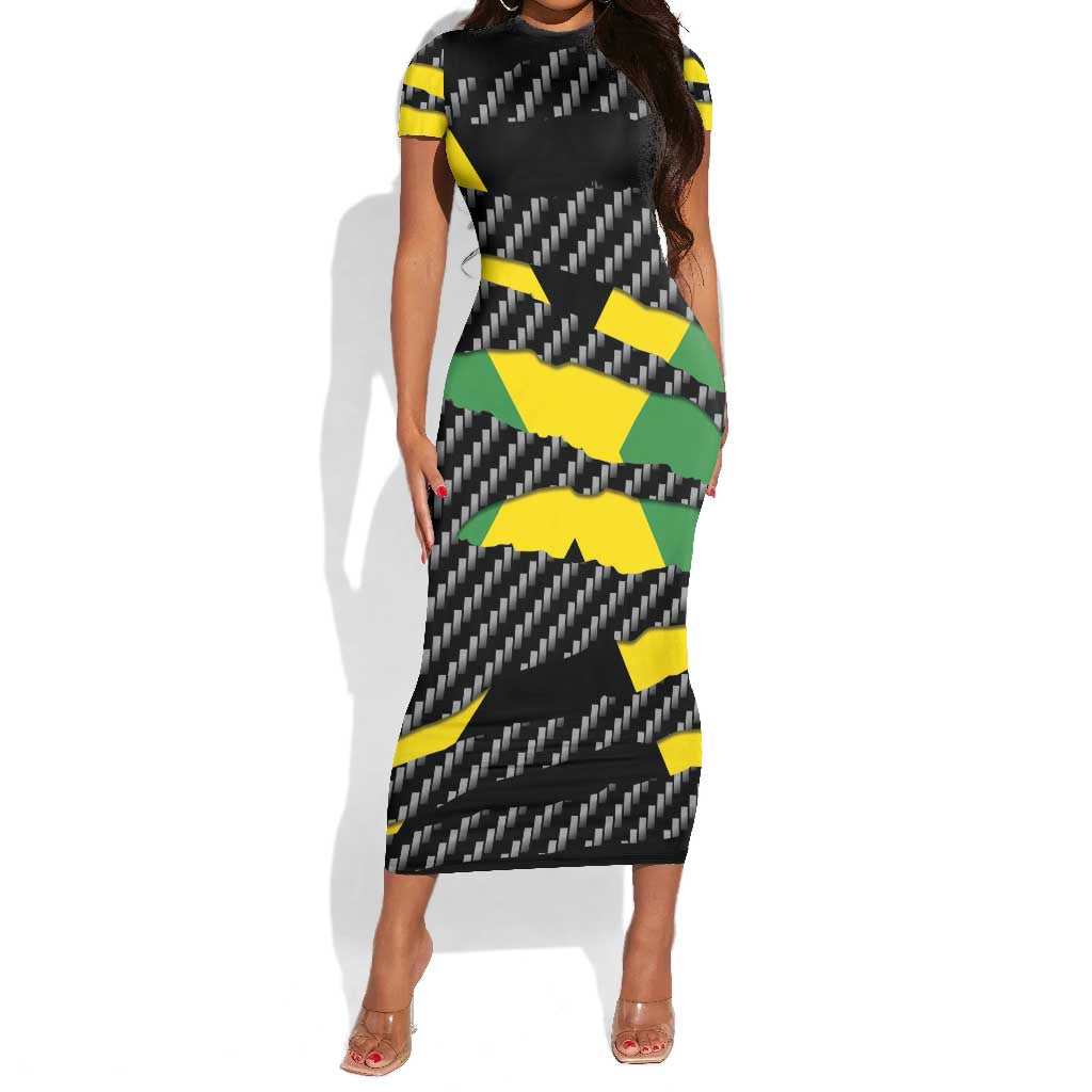 Black Jamaicans Jamaica Beast Short Sleeve Bodycon Dress Ripped Flag Graphic LT19