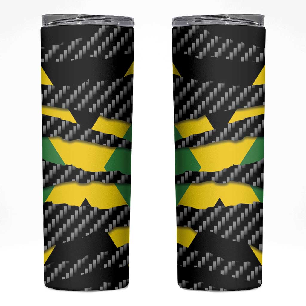 Black Jamaicans Jamaica Beast Skinny Tumbler Ripped Flag Graphic - African Pride