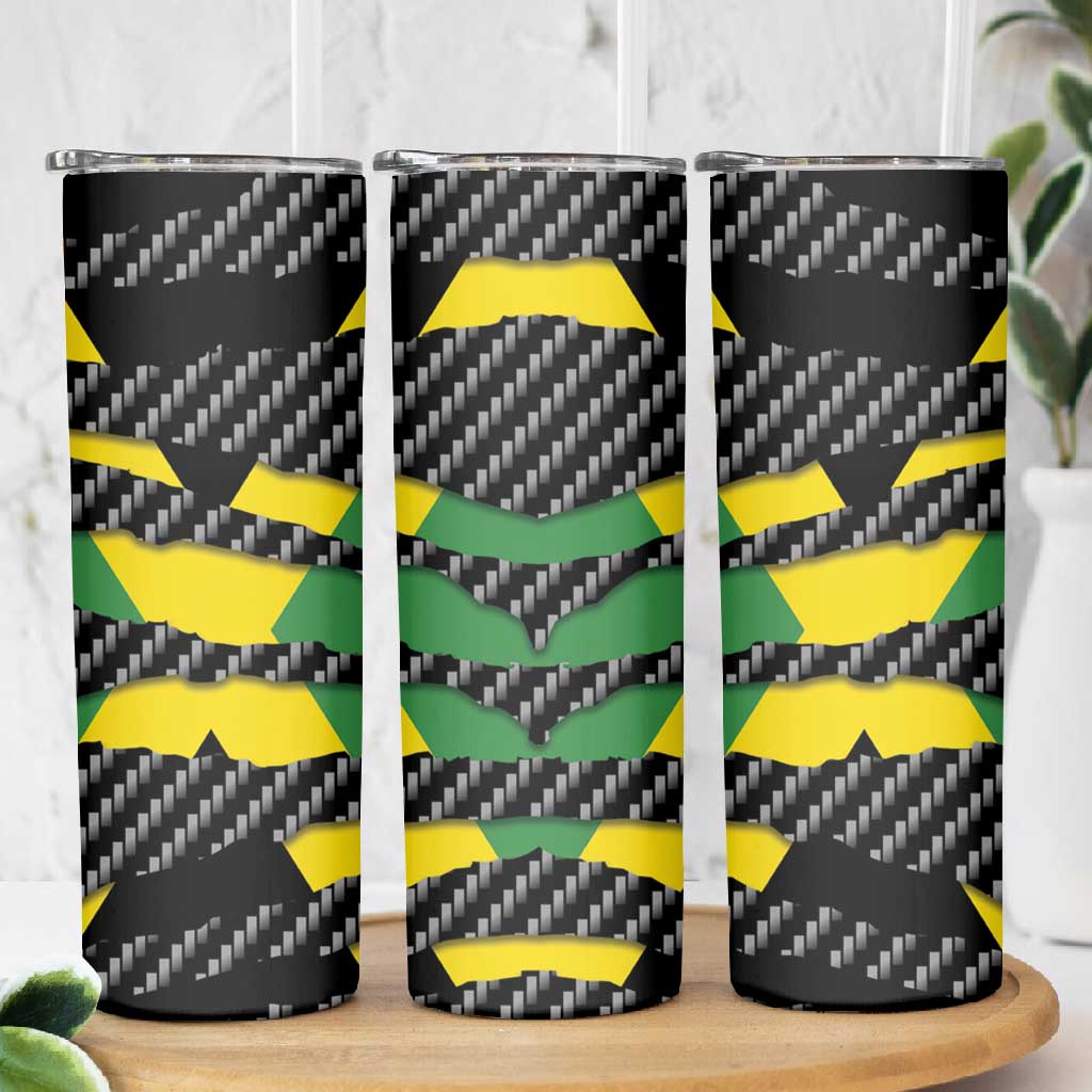 Black Jamaicans Jamaica Beast Skinny Tumbler Ripped Flag Graphic - African Pride