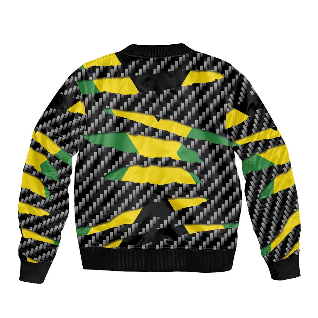Black Jamaicans Jamaica Beast Sleeve Zip Bomber Jacket Ripped Flag Graphic - African Pride