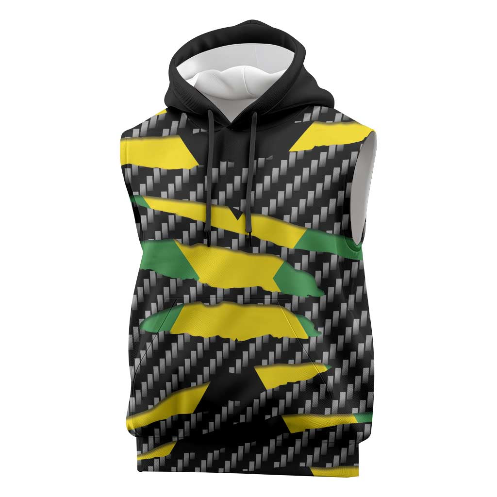 Black Jamaicans Jamaica Beast Sleeveless Hoodie Ripped Flag Graphic - African Pride
