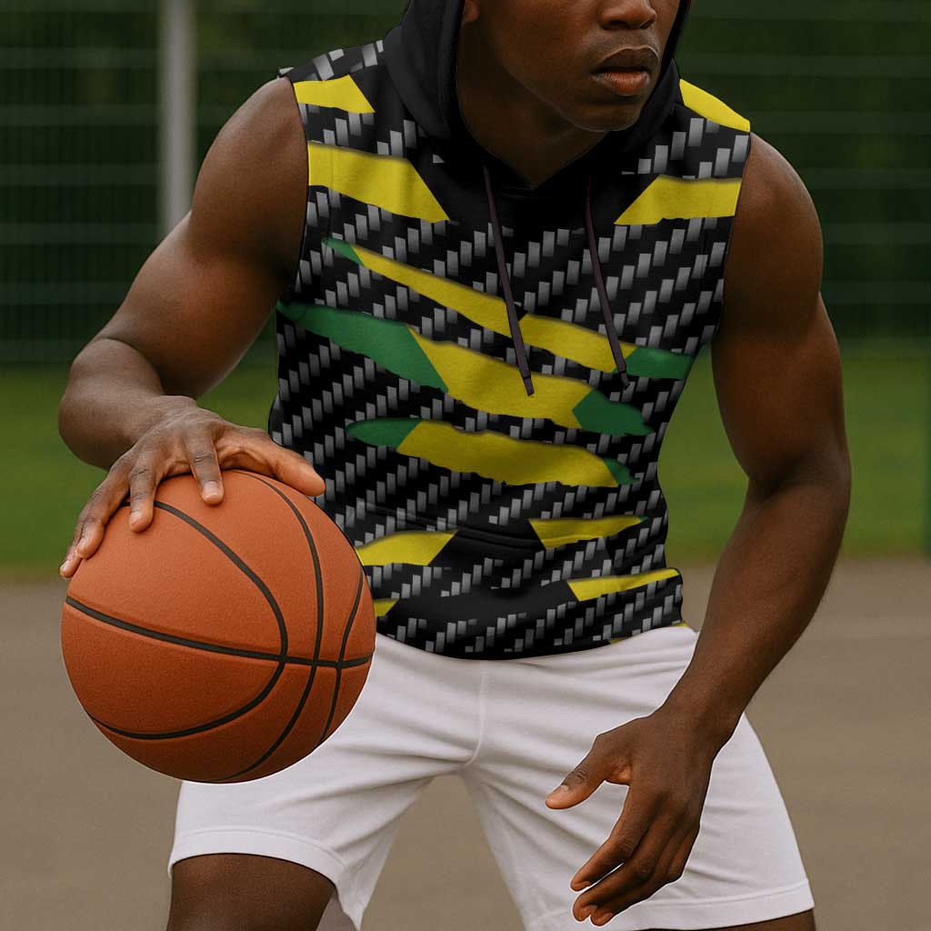 Black Jamaicans Jamaica Beast Sleeveless Hoodie Ripped Flag Graphic - African Pride