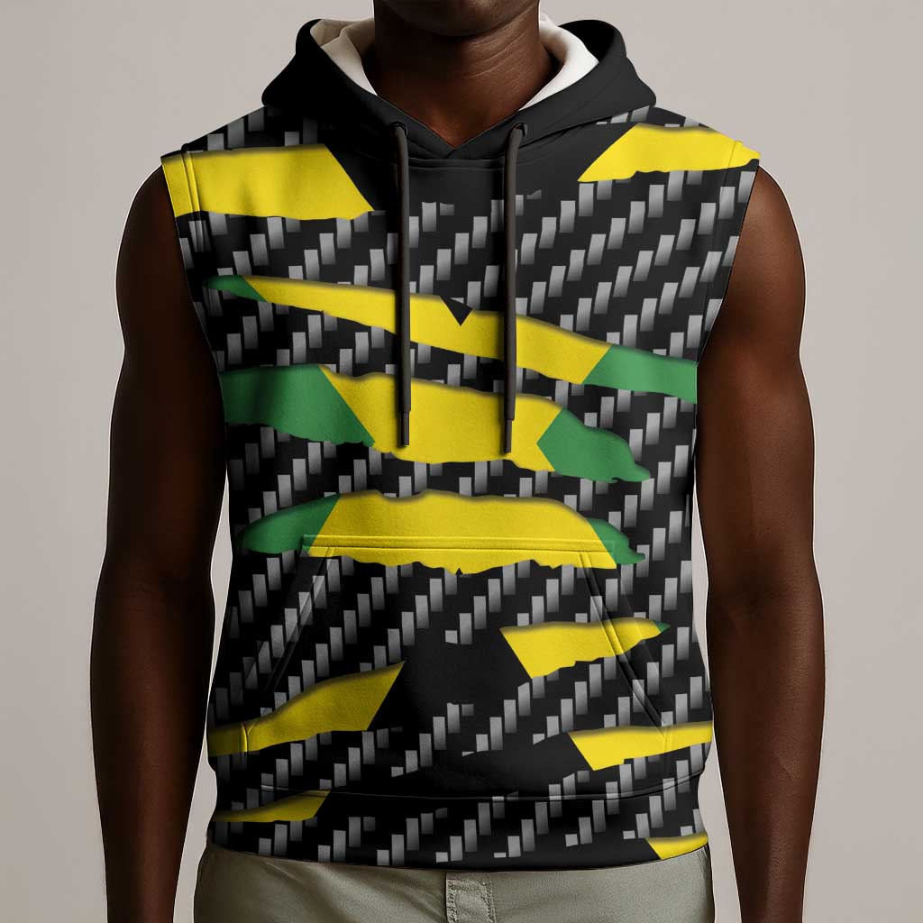 Black Jamaicans Jamaica Beast Sleeveless Hoodie Ripped Flag Graphic - African Pride