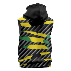Black Jamaicans Jamaica Beast Sleeveless Zip Hoodie Ripped Flag Graphic - African Pride