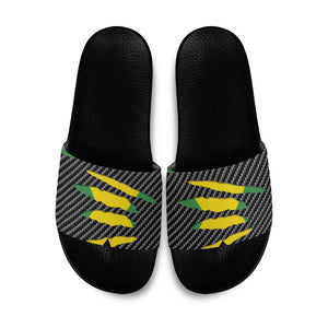 Black Jamaicans Jamaica Beast Slide Sandals Ripped Flag Graphic