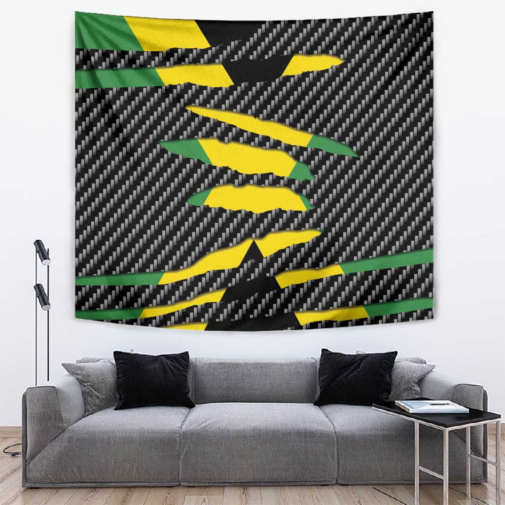 Black Jamaicans Jamaica Beast Tapestry Ripped Flag Graphic - African Pride