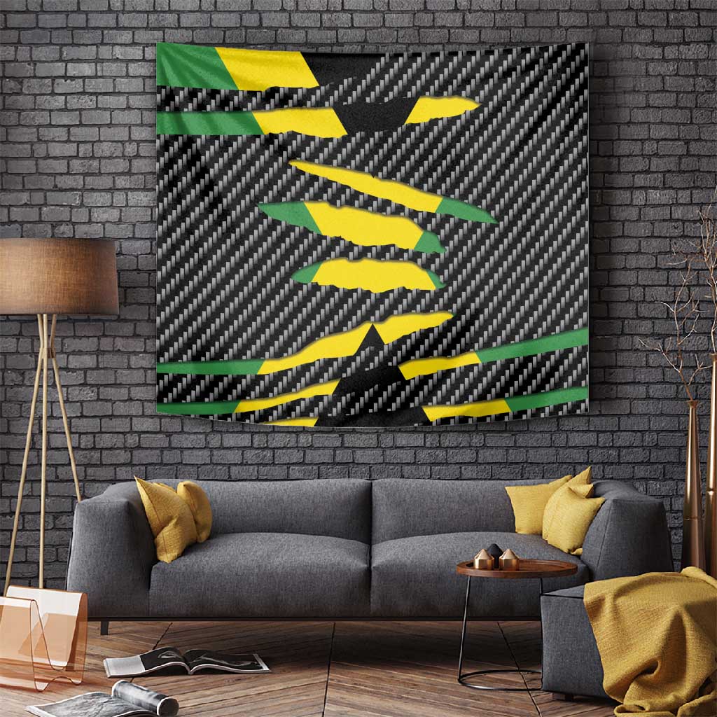 Black Jamaicans Jamaica Beast Tapestry Ripped Flag Graphic - African Pride