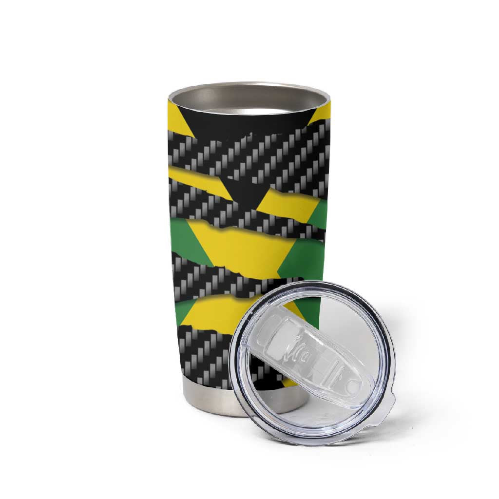 Black Jamaicans Jamaica Beast Tumbler Cup Ripped Flag Graphic - African Pride