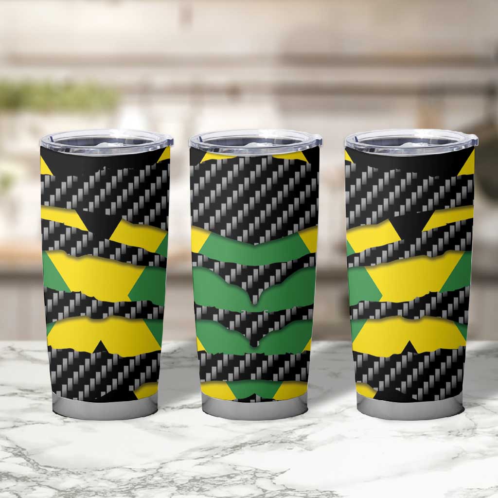 Black Jamaicans Jamaica Beast Tumbler Cup Ripped Flag Graphic - African Pride