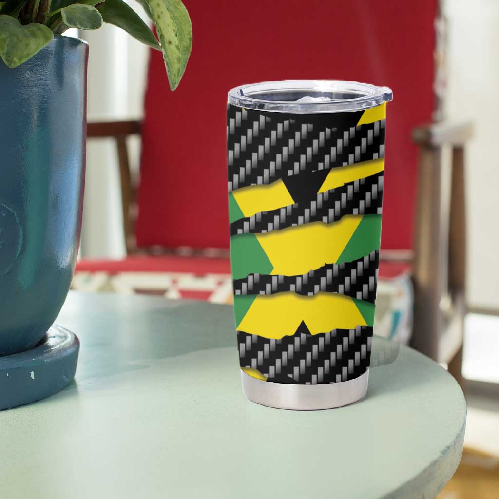 Black Jamaicans Jamaica Beast Tumbler Cup Ripped Flag Graphic - African Pride