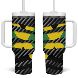 Black Jamaicans Jamaica Beast Tumbler With Handle Ripped Flag Graphic - African Pride