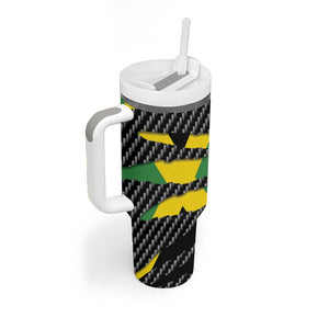 Black Jamaicans Jamaica Beast Tumbler With Handle Ripped Flag Graphic - African Pride