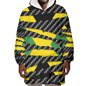 Black Jamaicans Jamaica Beast Wearable Blanket Hoodie Ripped Flag Graphic - African Pride