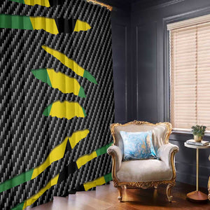 Black Jamaicans Jamaica Beast Window Curtain Ripped Flag Graphic - African Pride