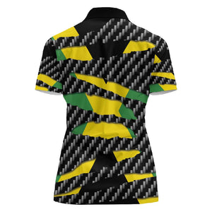 Black Jamaicans Jamaica Beast Women Polo Shirt Ripped Flag Graphic - African Pride