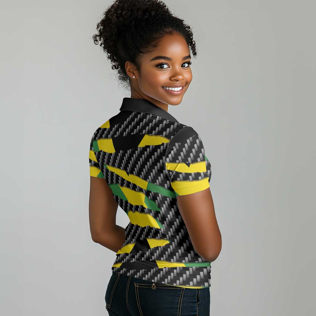 Black Jamaicans Jamaica Beast Women Polo Shirt Ripped Flag Graphic LT19
