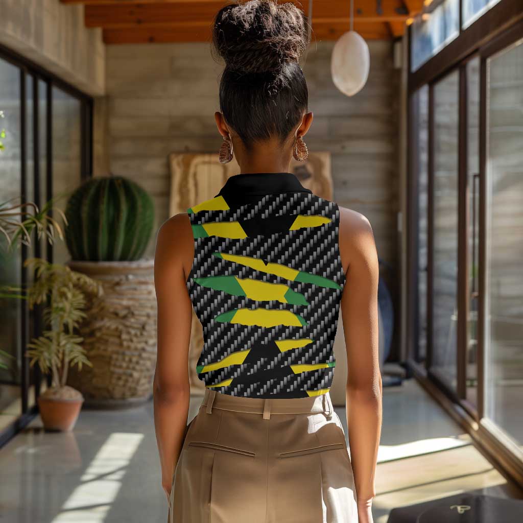 Black Jamaicans Jamaica Beast Women Sleeveless Polo Shirt Ripped Flag Graphic - African Pride