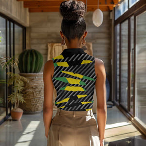 Black Jamaicans Jamaica Beast Women Sleeveless Polo Shirt Ripped Flag Graphic - African Pride