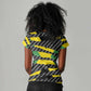 Black Jamaicans Jamaica Beast Women V-Neck T-Shirt Ripped Flag Graphic LT19