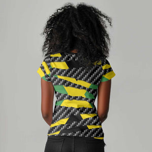 Black Jamaicans Jamaica Beast Women V-Neck T-Shirt Ripped Flag Graphic LT19