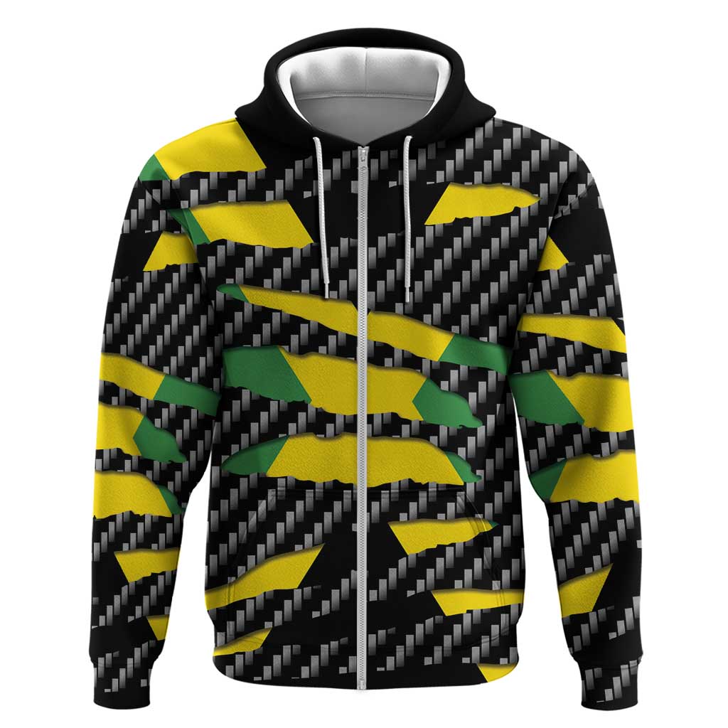 Black Jamaicans Jamaica Beast Zip Hoodie Ripped Flag Graphic - African Pride