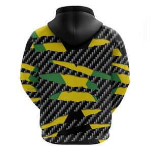 Black Jamaicans Jamaica Beast Zip Hoodie Ripped Flag Graphic - African Pride