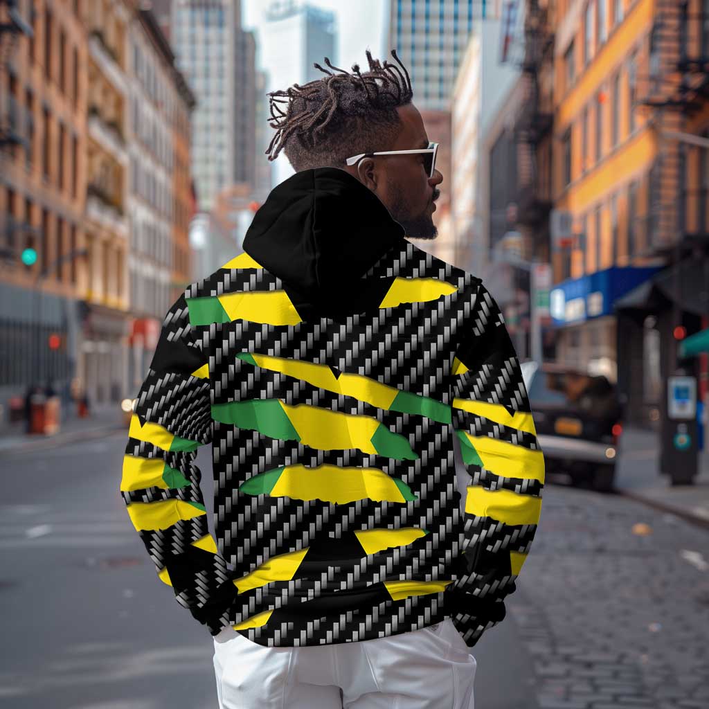 Black Jamaicans Jamaica Beast Zip Hoodie Ripped Flag Graphic - African Pride