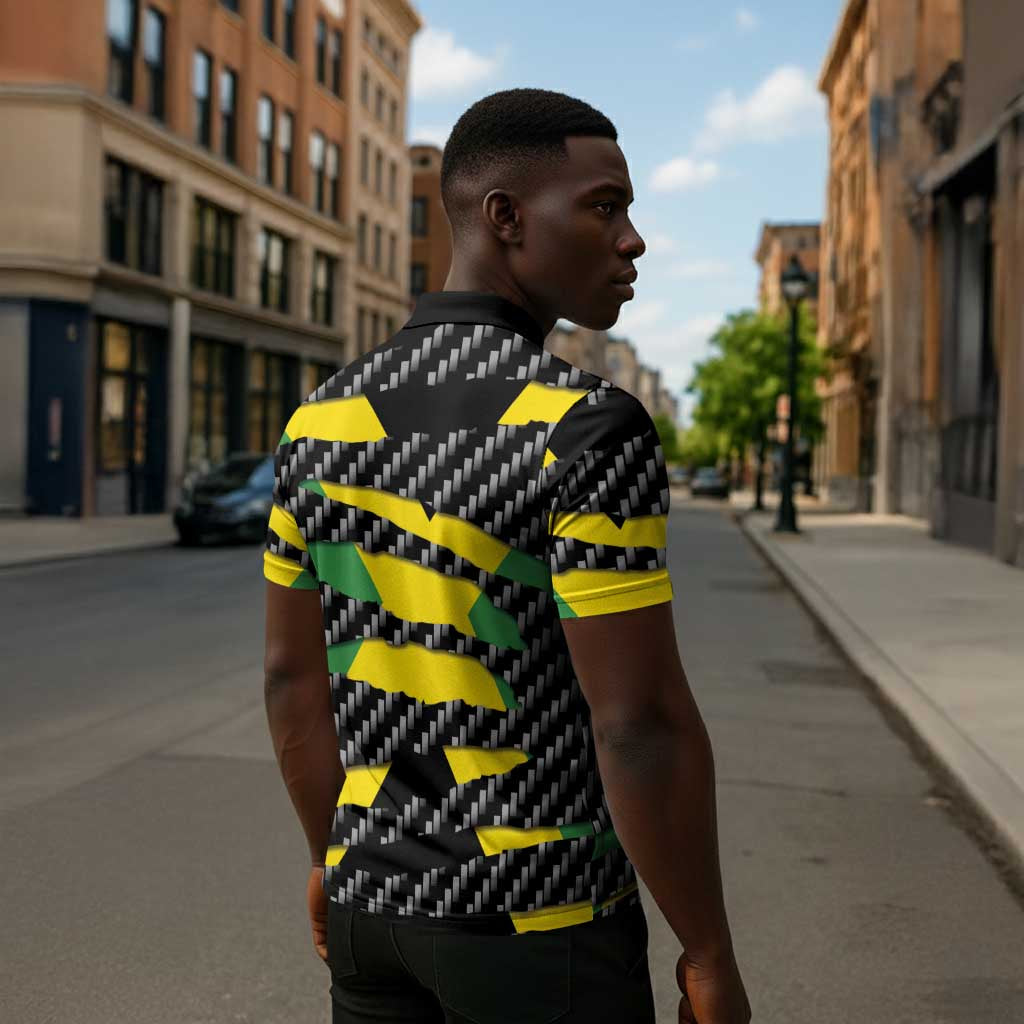 Black Jamaicans Jamaica Beast Zipper Polo Shirt Ripped Flag Graphic