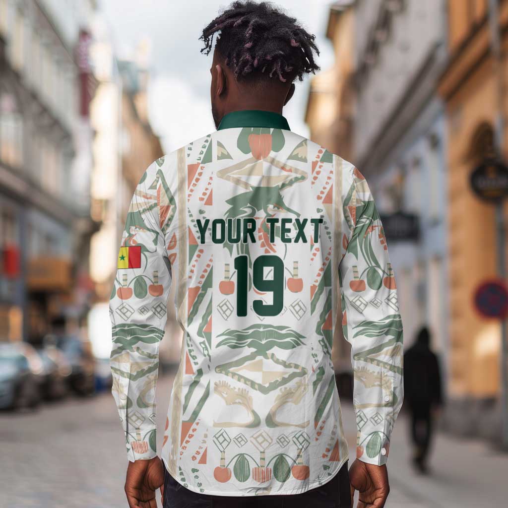 Custom World Football 2026 Senegal Long Sleeve Button Shirt Lions of Teranga Spirit