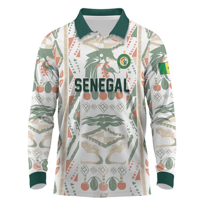 Custom World Football 2026 Senegal Long Sleeve Polo Shirt Lions of Teranga Spirit