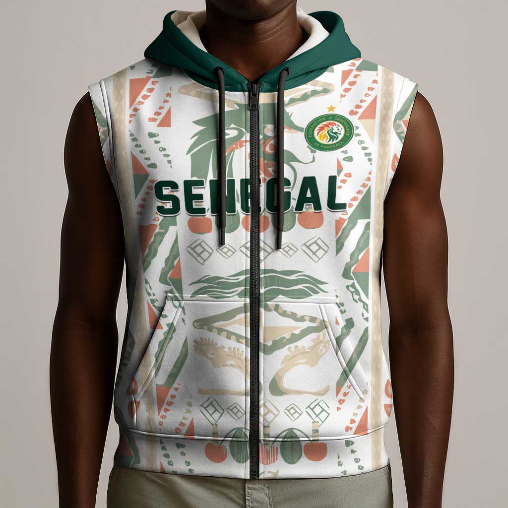 Custom World Football 2026 Senegal Sleeveless Zip Hoodie Lions of Teranga Spirit
