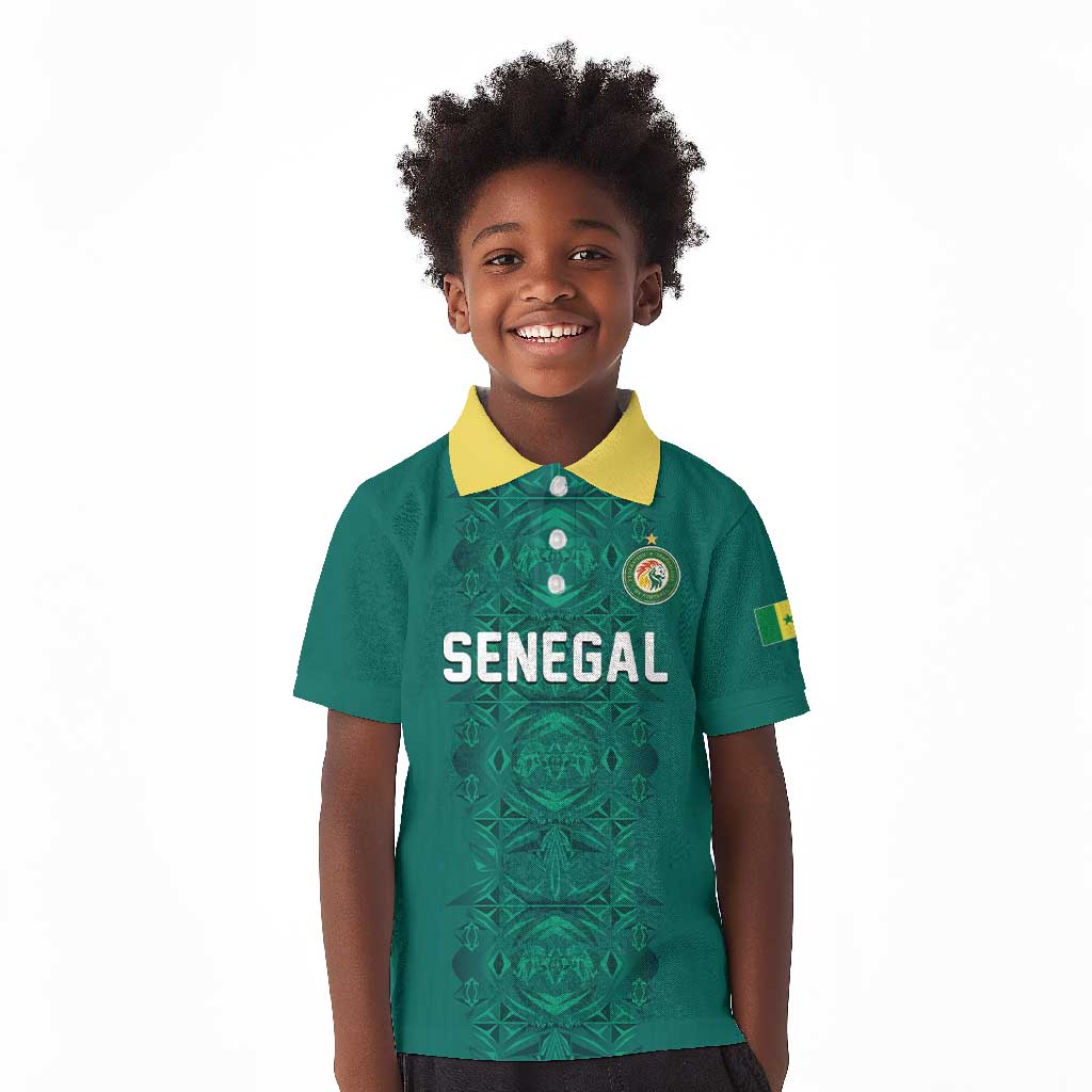 Custom World Football 2026 Senegal Kid Polo Shirt Pride of the African Lions