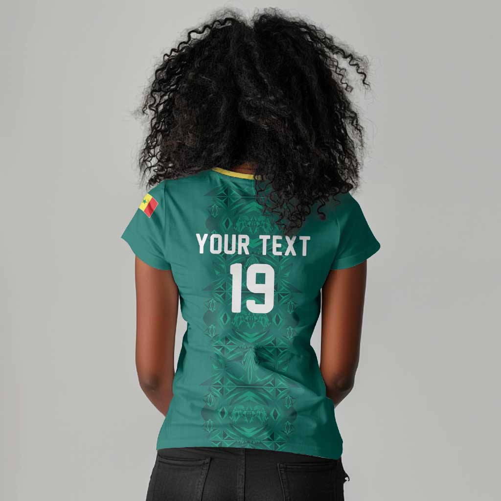 Custom World Football 2026 Senegal Women V-Neck T-Shirt Pride of the African Lions
