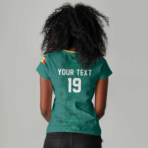 Custom World Football 2026 Senegal Women V-Neck T-Shirt Pride of the African Lions
