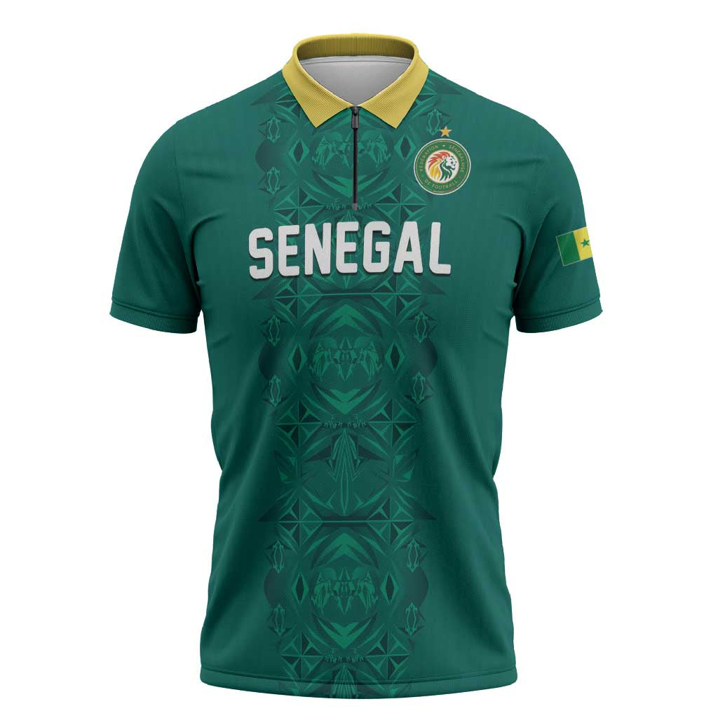 Custom World Football 2026 Senegal Zipper Polo Shirt Pride of the African Lions