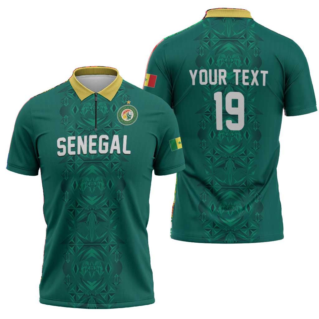 Custom World Football 2026 Senegal Zipper Polo Shirt Pride of the African Lions