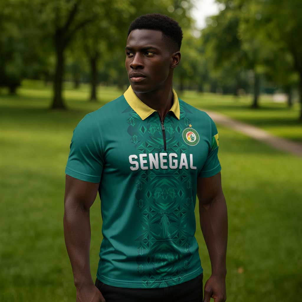 Custom World Football 2026 Senegal Zipper Polo Shirt Pride of the African Lions