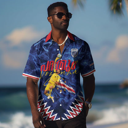 Cabo Verde Goalkeeper Vozinha Hawaiian Shirt The Blue Wall Legend Glory