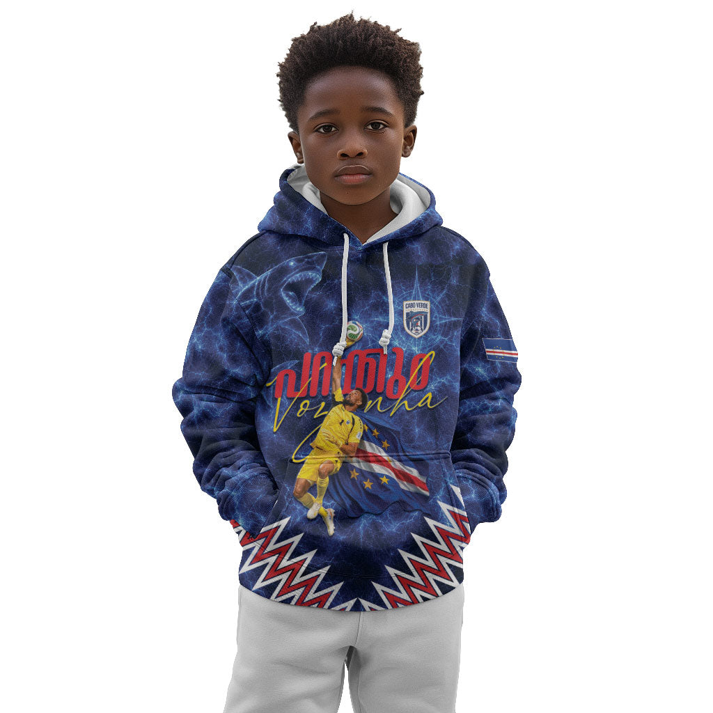 Cabo Verde Goalkeeper Vozinha Kid Hoodie The Blue Wall Legend Glory