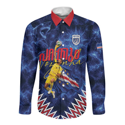 Cabo Verde Goalkeeper Vozinha Long Sleeve Button Shirt The Blue Wall Legend Glory