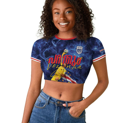 Cabo Verde Goalkeeper Vozinha Raglan Cropped T shirt The Blue Wall Legend Glory