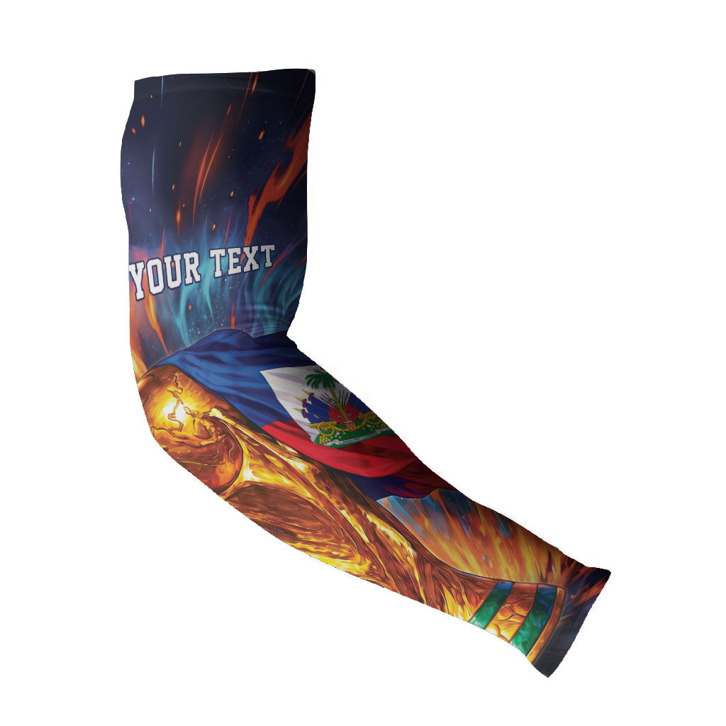 Personalized World Football 2026 Afro Haiti Arm Sleeves Les Grenadiers Trophy Flag Art