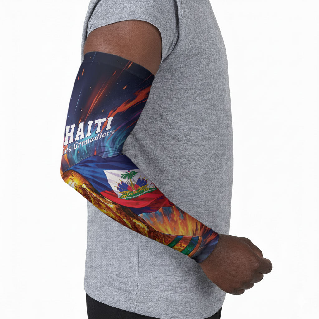 Personalized World Football 2026 Afro Haiti Arm Sleeves Les Grenadiers Trophy Flag Art