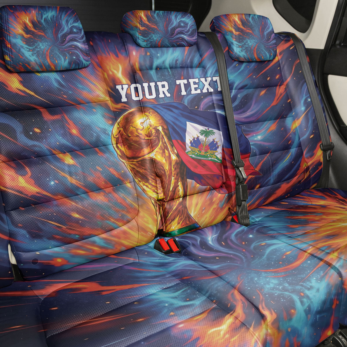 Personalized World Football 2026 Afro Haiti Back Car Seat Cover Les Grenadiers Trophy Flag Art