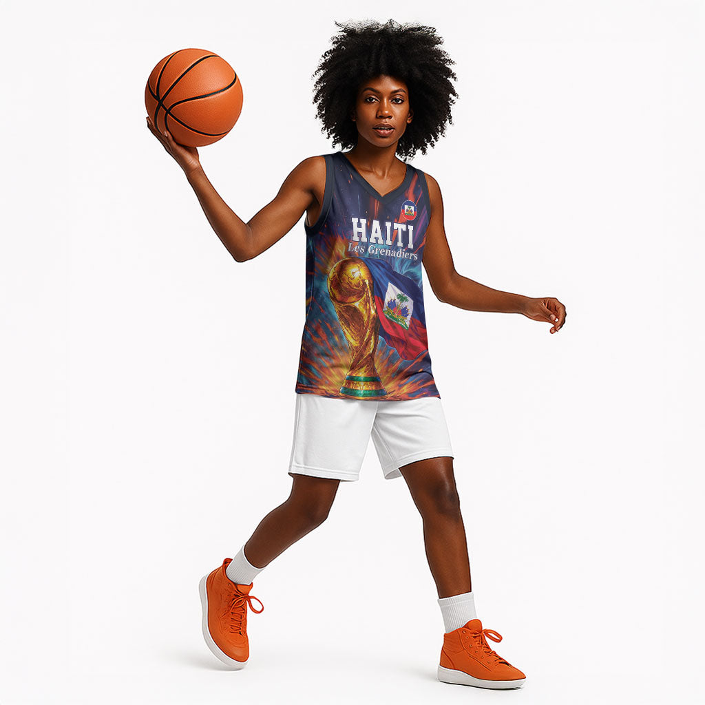 Personalized World Football 2026 Afro Haiti Basketball Jersey Les Grenadiers Trophy Flag Art