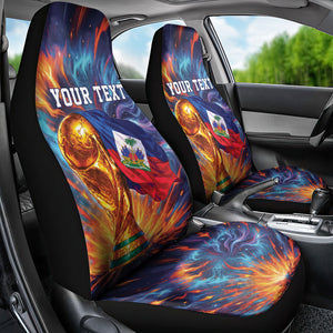 Personalized World Football 2026 Afro Haiti Car Seat Cover Les Grenadiers Trophy Flag Art